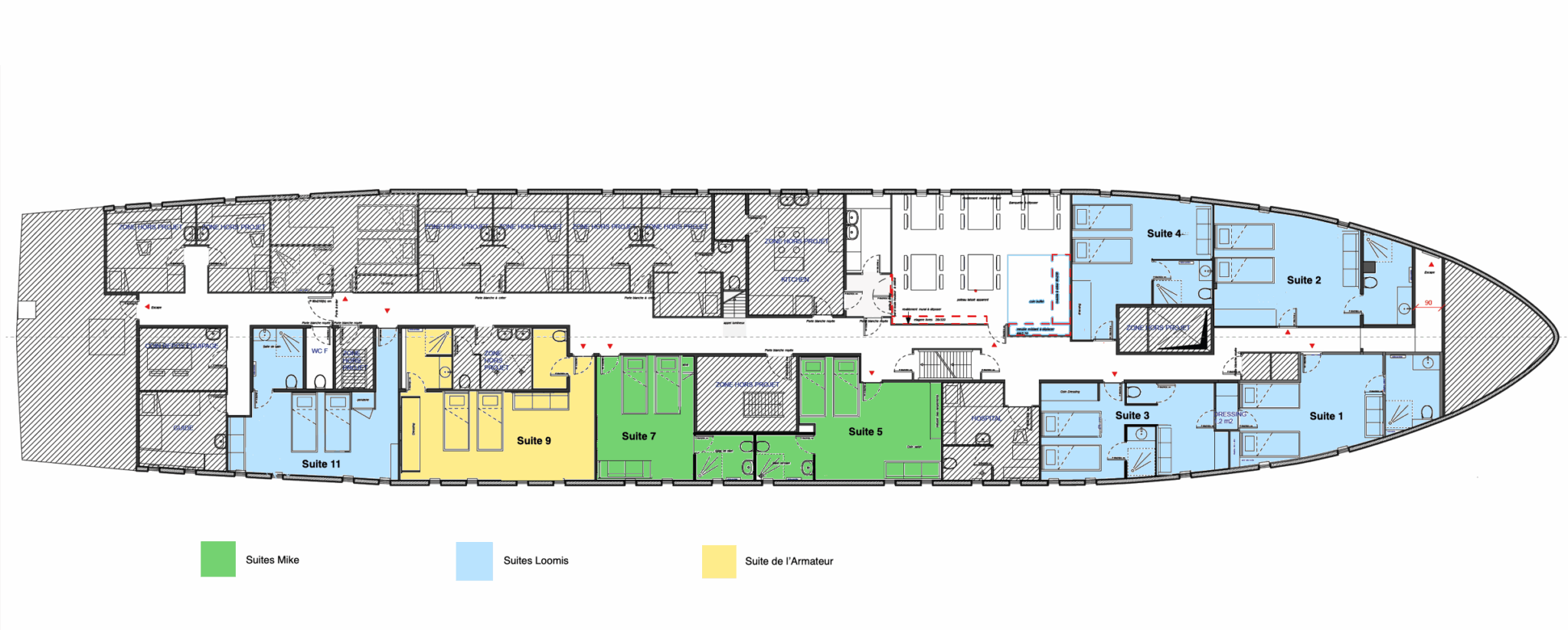 Plan des suites et cabines de Polarfront