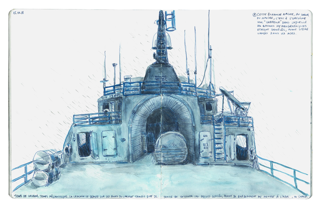 Drawing of Polarfront by Elsa Guillaume, artist in residence