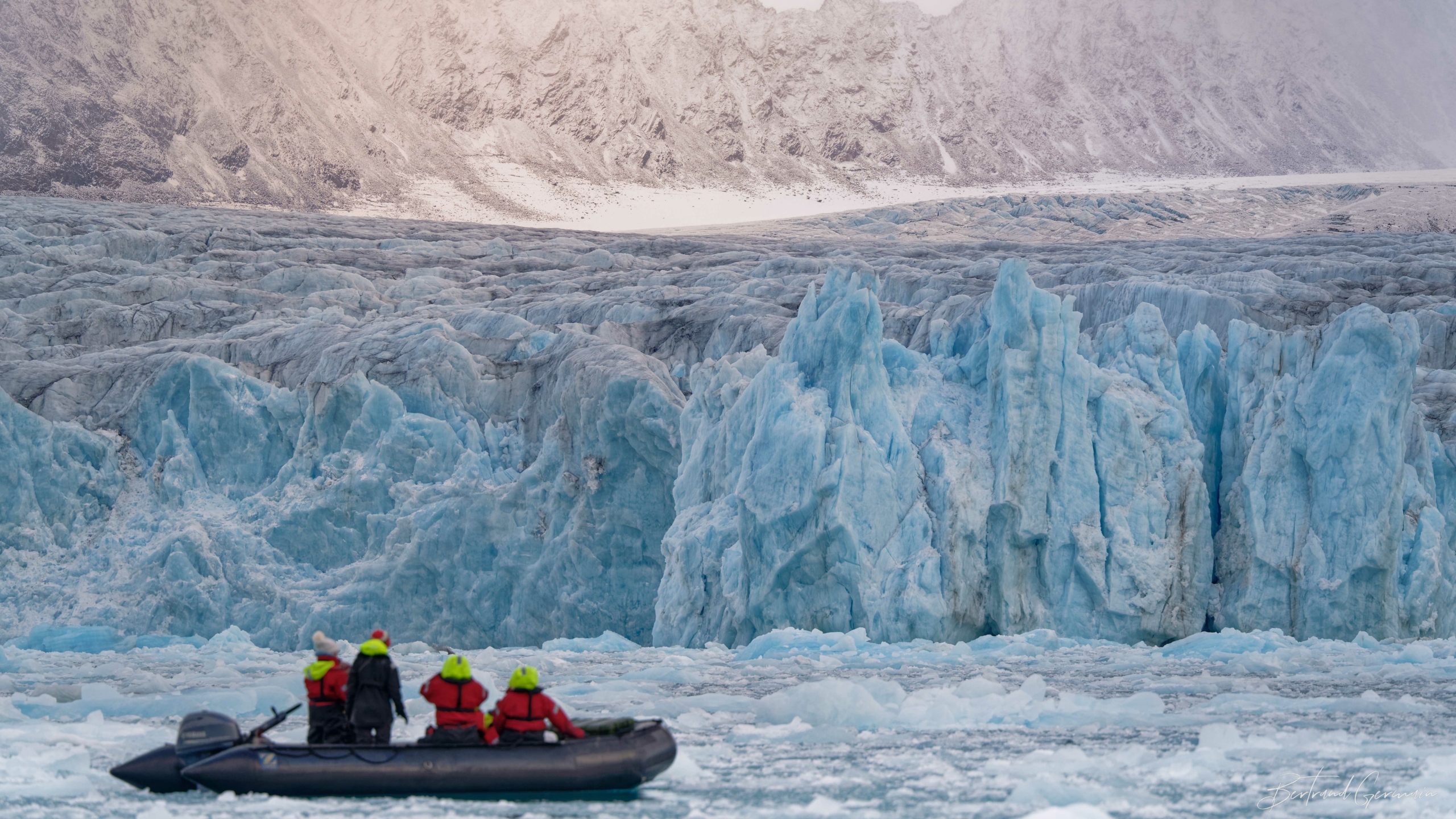 A Zodiac outing in front of the Monaco Glacier